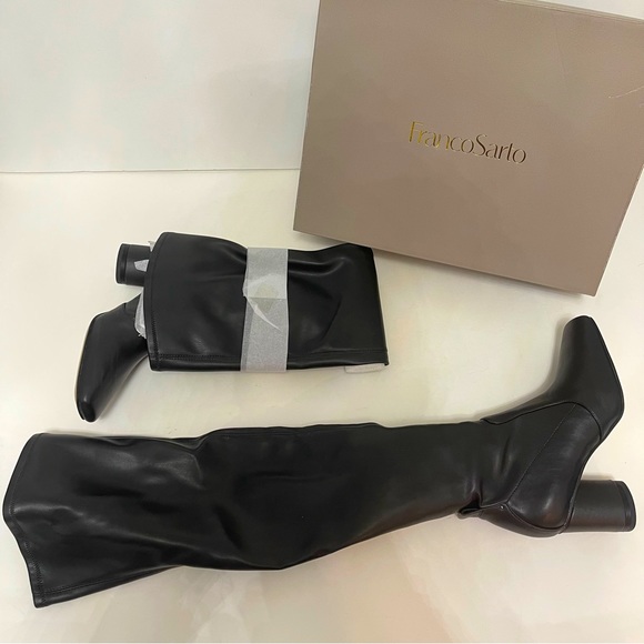 Franco Sarto Black Faux Leather Pisaboot Over The Knee Boots- NIB - Duplicate - Picture 2 of 16